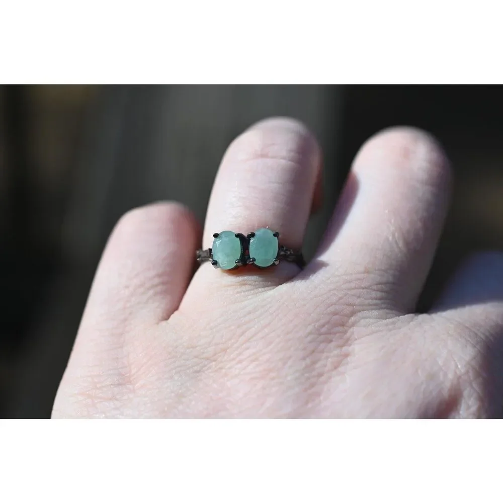 Emerald engagement ring size 7 925 sterling silver